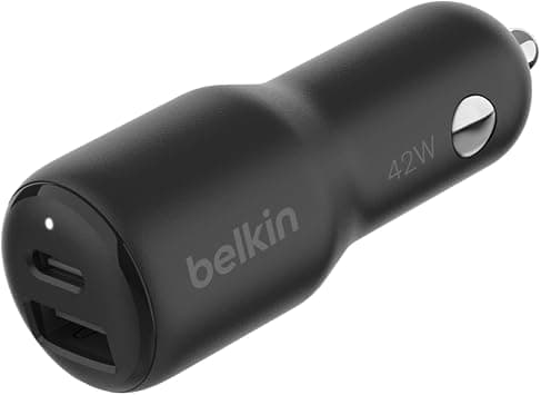 شاحن سيارة مزدوج بوست تشارج من بلكن 42 واط مع شحن سريع USB-C 30 واط بي بي اس ومنافذ USB-A 12 واط لهاتف ابل ايفون 16/16 برو/16 بلس/16 برو ماكس وايفون 15 و14 و13 و12 وسامسونج جالاكسي S24 والمزيد - أسود على أمازون - دليلك لأفضل العروض