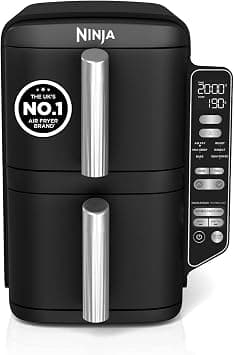 Ninja SL300UK Double Drawer Vertical Air Fryer with 4 Cooking Levels, 2 Drawers and 2 Racks, Space Saving Design, 7.6L Capacity, 6 Cooking Functions, 6 Servings, Black - Amazon.sa Price Tracker