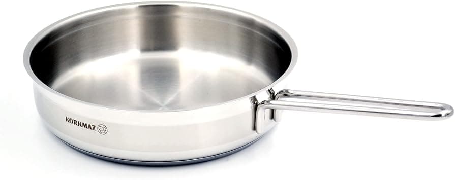 Korkmaz Alfa Tri-Ply Bottom Stainless Steel Frying Pan 26X6 cm / 3.0 L | Sandwich Bottom Induction Compatible Fry Pan | Silver - KA1023 on Amazon.ae - Price Tracker