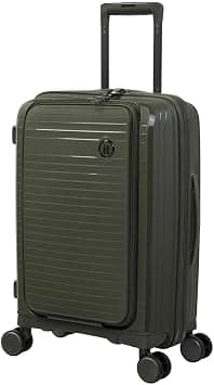 IT Luggage Spontaneous | Hard Shell Travel Bag Suitcase | Lightweight Expandable Trolley Luggage Bag with 8x 360° Spinner Wheels Combination Lock Front Pocket Organized Cabin Bag (Olive Night, 21") on Amazon - Best Deal Finder