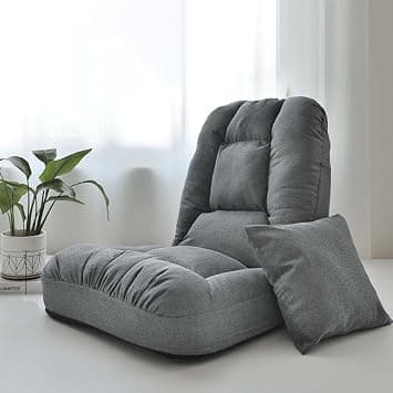 Jorunb Floor Chair Foldable Lounger Chair Folding Lazy Sofa Gaming Chair Adjustable High Back Couch Recliner for Patio Deck Indoor Outdoor Bedroom Living Room Office Balcony(Dark grey) on Amazon.ae - Price Tracker