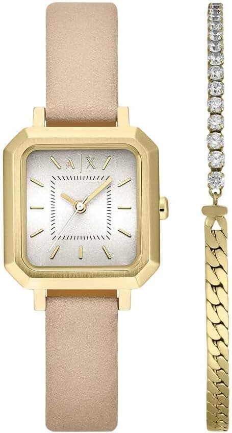 Armani Exchange AX7172SET Leila Quartz Analog Wrist Watch Set for Women, 27 mm Case Size, Cream/Nude on Amazon.ae - Price Tracker