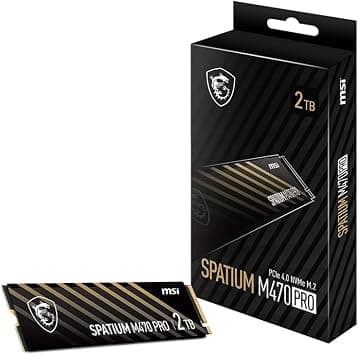 MSI SPATIUM M470 PRO PCIe 4.0 NVMe M.2 2TB Portable SSD, 2TB External Solid State Drive, Speeds Up to 6000MB/s, USB-C, Reliable Storage for Gaming, Students, Professionals, Black على Amazon.ae - متتبع الأسعار