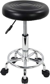 KKTONER PU Leather Modern Round Rolling Stool with Footrest Height Adjustable Spa Drafting Salon Tattoo Work Massage Stools Task Chair Small (Black) on Amazon.ae - Price Tracker