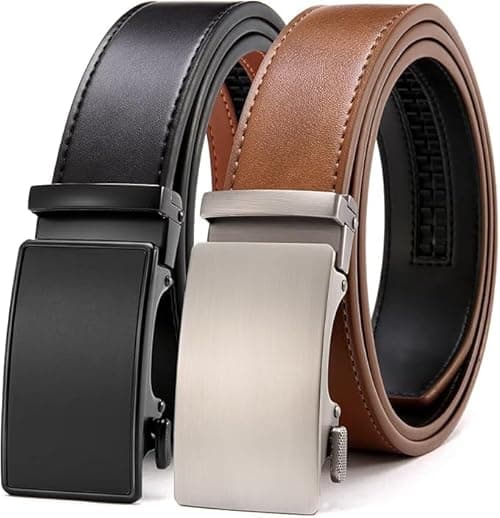 Ratchet Leather Belt For Men 2 Pack Dress and Casual with Adjustable Buckle, Trim to Fit on Amazon.ae - Price Tracker
