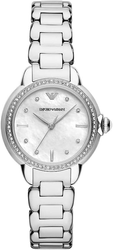 Emporio Armani Watch for Women, Three Hand Quartz Movement and 32mm Case Size with Stainless Steel, Leather or Silicone Strap on Amazon.ae - Price Tracker