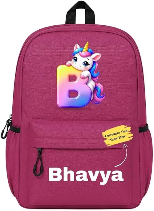Custom Name and Letter Printed Girls School Backpack - A to Z Kids Bag على Amazon.ae - متتبع الأسعار