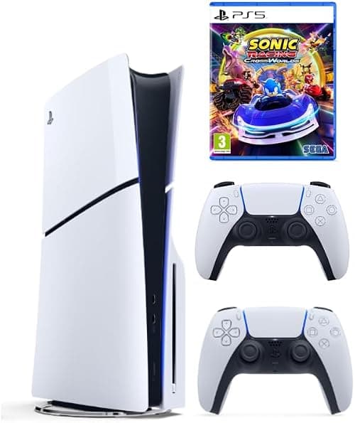 Sony PlayStation 5 Slim Disc Console with Extra Dualsense White Controller and Sonic Racing: CrossWorlds PS5 - International Version on Amazon.ae - Price Tracker