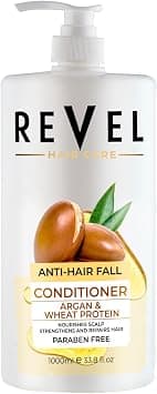 Revel Hair Care Anti-hair fall Argan & Wheat Protein Conditioner 1000ml, For Hairs, Nourishes Scalp Strengthens And Repairs Hair, Paraben Free على Amazon.ae - متتبع الأسعار
