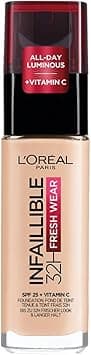 L’Oréal Paris Infallible 32H Fresh Wear Foundation, Full-coverage, Longwear, Weightless Smooth Finish, Water-proof and Transfer-proof, with Vitamin C + SPF 25, 20 Ivory on Amazon.ae - Price Tracker