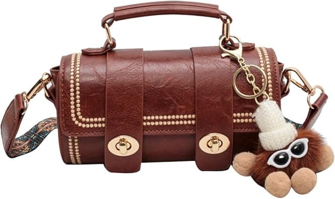 RTGGSEL Retro Vegan Leather Crossbody Shoulder Duffel Barrel Bags for Women Small Tote Satchel Handbags Purse on Amazon.ae - Price Tracker