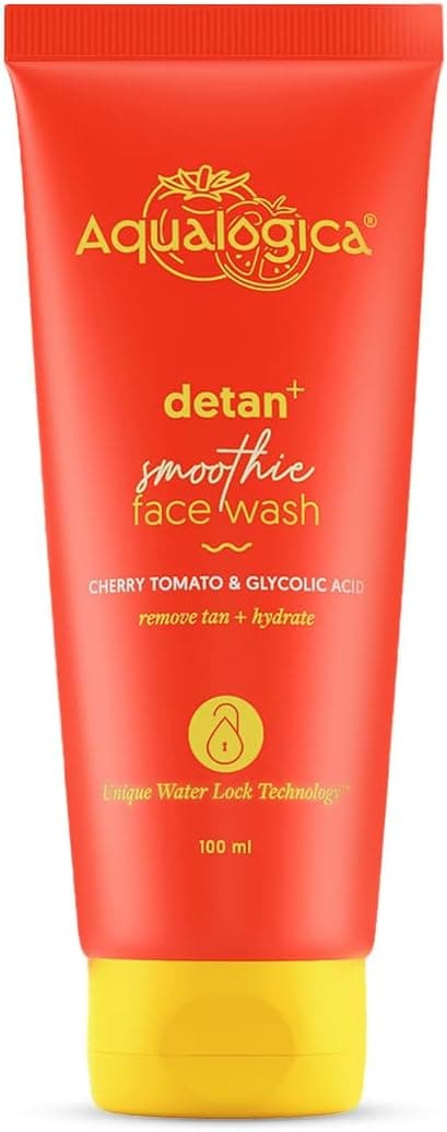 Aqualogica Detan+ Smoothie Face Wash with Glycolic Acid & Cherry Tomato for Men & Women for Tan removal, Hydrates & Gentle Exfoliates -Oily, Dry, Sensitive & Combination Skin -100ml on Amazon - Best Deal Finder