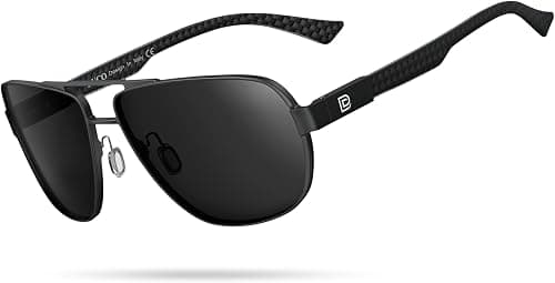 DUCO Aviator Sunglasses For Men Polarized Sunglasses Men UV Protection Carbon Fiber Temple Mens Sun glasses For Driving 3051, Black Frame Grey Lens, common on Amazon - Best Deal Finder