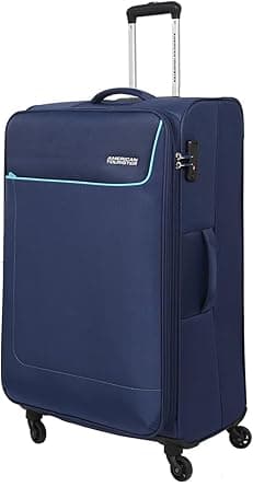 American Tourister Jamaica Suitcase, Check-In Size 80 cm / 30 inch, 4 Spinner Wheels, Soft Top, 100% Polyester, Navy|TSA Lock|Expandable|Front Pocket Storage|Corner Guard - 3 Years Global Warranty on Amazon.ae - Price Tracker