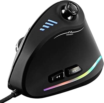 ماوس العاب عمودي، عصا تحكم سلكية مريحة RGB USB لتعزيز الراحة والدقة، 11 زر قابل للبرمجة، 10000 نقطة لكل بوصة، متوافق مع لاعبي الكمبيوتر على أمازون - دليلك لأفضل العروض
