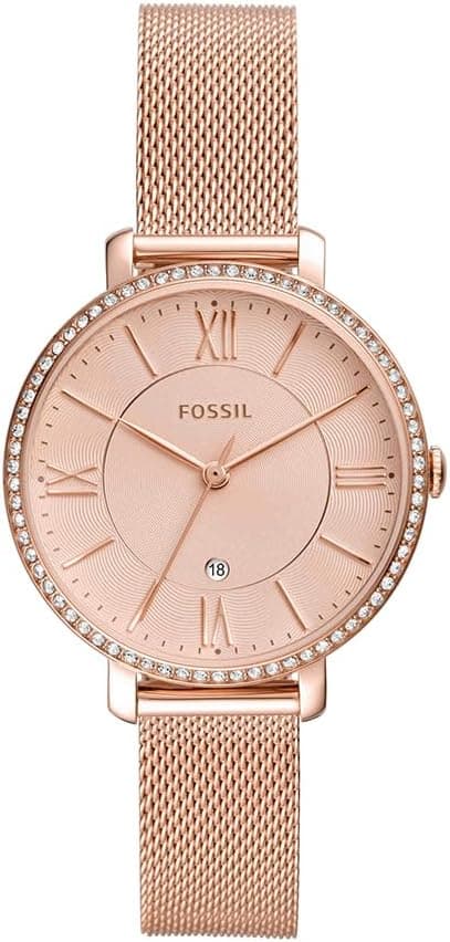 Fossil Women's Jacqueline Stainless Steel Dress Quartz Watch One Size Rose Gold Glitz Mesh on Amazon.ae - Price Tracker