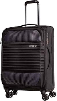 American Tourister Fornax Suitcase, Check-In Size 66 cm / 24 inch, 4 Spinner Wheels, Soft Top, Polyester, Jet Black|TSA Lock|Front Storage|Expandable - 3 Years International Warranty on Amazon.ae - Price Tracker