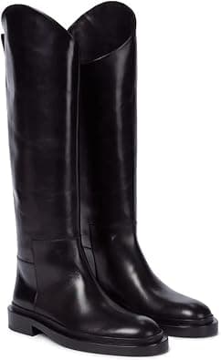 Womens Boots Women's autumn and winter boots Leather thick heel knee ski على Amazon.ae - متتبع الأسعار