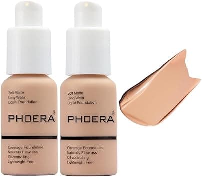 Meifen 2 Pack PHOERA Foundation,Flawless Soft Matte 24HR Oil Control Liquid Foundation Makeup for Women.(104 Buff Beige) on Amazon.ae - Price Tracker
