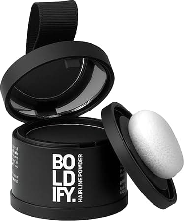 BOLDIFY Hairline Powder, Instantly Conceals Hair Loss and Fills In Receding Hairlines, and Wide Parts, Stain-Proof 48 Hour Formula for Hair & Beard, Root Concealer & Gray Hair Coverage (Black) on Amazon.ae - Price Tracker