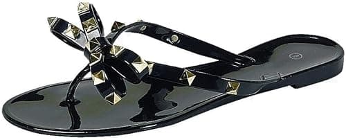 Womens Studded Jelly Flip Flops Sandals with Bow on Amazon.ae - Price Tracker