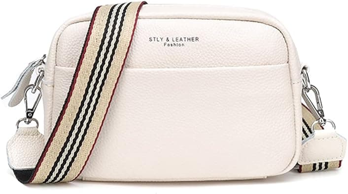 Crossbody Bag for Women Genuine Leather Wide Strap Shoulder Bag Purse Trendy Design Camera Crossbody Purse Top Zip on Amazon - Best Deal Finder