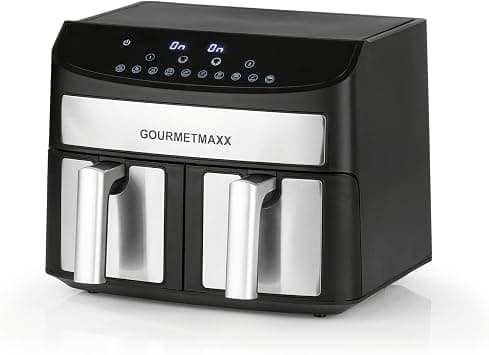 GOURMETmaxx Double chamber/hot air fryer 2 x 3.5 l - stainless steel | air fryer with synchro garzones, timer function and touch screen | energy-saving frying | 10 programs | 2400 watts on Amazon - Best Deal Finder