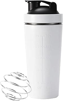 Shaker Bottle With Wire Whisk, Protein For Mixes, Stainless Steel Bottle, Metal Bottle,Large 25Oz (739Ml), Bpa Free,Leak Proof Design (White) on Amazon.ae - Price Tracker