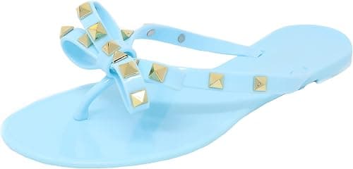 Womens Studded Jelly Flip Flops Sandals with Bow on Amazon.ae - Price Tracker