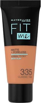 Fit Me Foundation, Matte & Poreless, Full Coverage Blendable Normal to Oily Skin, 335 Classic Tan 30ml on Amazon.ae - Price Tracker
