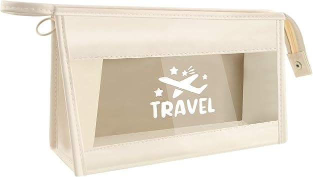 Clear Travel Toiletry Bag, Transparent Waterproof Cosmetic Bags with Zipper, Waterproof PVC Toiletry Bag, Travel Essentials Small Makeup Bag for Women and Men (White) on Amazon - Best Deal Finder