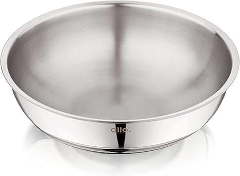Allo Triply Stainless Steel Tasla|Ideal Tasla for Curry/Stir-Fry/Deep-Fry/DryVeg/Saut Induction Friendly, Heavy Base Kadhai Naturally Non-Stick | 10 Years Warranty 28cm, 4 litres على Amazon.ae - متتبع الأسعار