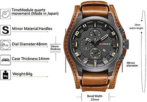 Curren 8825 Multifunctional Design Men Big Round Dial Wrist Watch Business Style Fashionable Calender Quartz Watch Best Gift على Amazon.ae - متتبع الأسعار