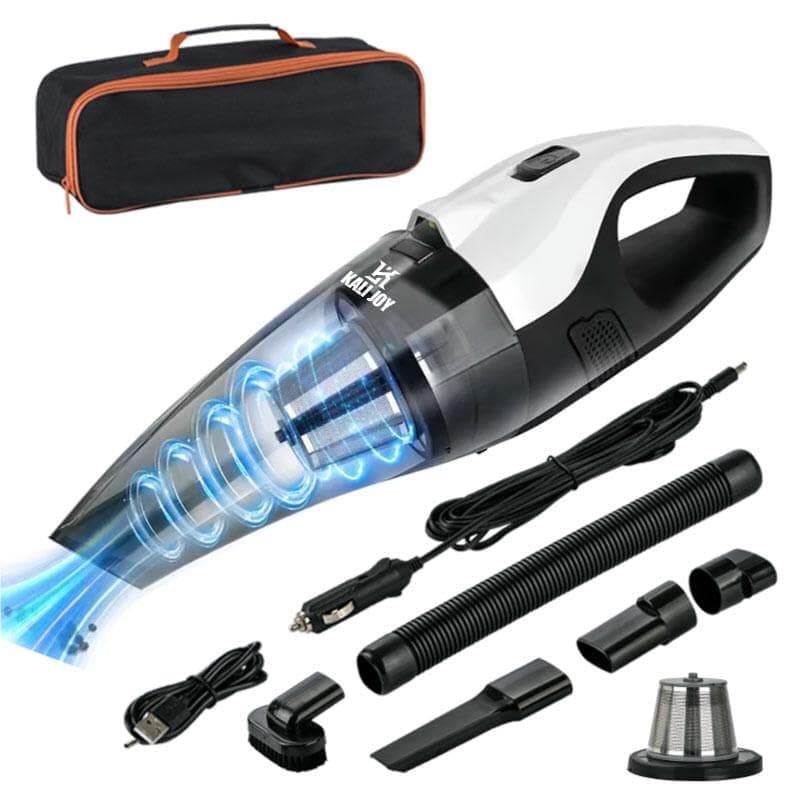 Kali Joy Handheld Vacuum Cleaner Powerful Suction Portable Lightweight Vaccum Cordless Cleaner and Air Duster with LED Light and Multi-Nozzles Car, Home, Office, Battery 6000mah (Black & White) on Amazon.ae - Price Tracker