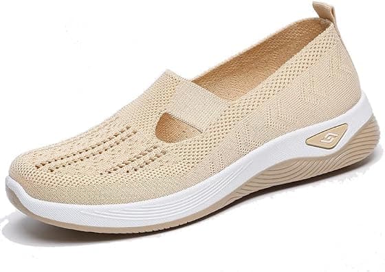 AioTio Women's Breathable Walking Shoes Slip-On Elastic Comfort Non-Slip Lightweight Sneakers for Travel Hiking Casual & Sports على Amazon.ae - متتبع الأسعار