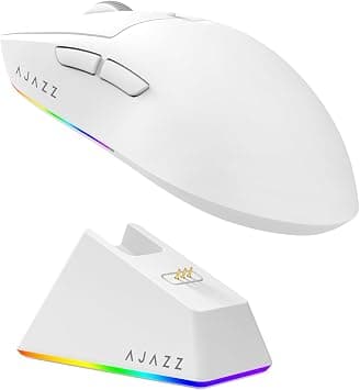 ماوس العاب AJAZZ AJ139 V2 MC مع قاعدة شحن، قابل للتعديل 12000 نقطة لكل بوصة، مستشعر PAW3311، ماوس لاسلكي 3 اوضاع، بطارية 500mAh، معدل تصويب 1000، خفيف الوزن 66 غرام، ويندوز / ماك (ابيض) على أمازون - دليلك لأفضل العروض
