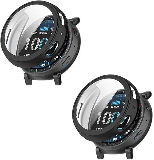2 Pack Cases Compatible with Amazfit Active Max Smartwatch with Screen Protector, TPU Flexible Shockproof Scratch Proof Cover Case for Amazfit Active Max (Black/Black) on Amazon.ae - Price Tracker