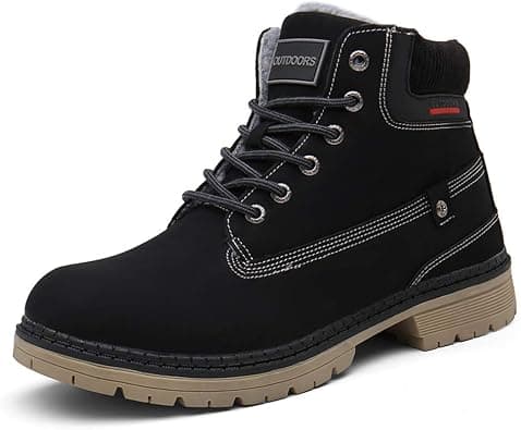 SKDOIUL Mens Winter Snow Boots Leather Ankle Walking Shoes with Warm Fur on Amazon.ae - Price Tracker