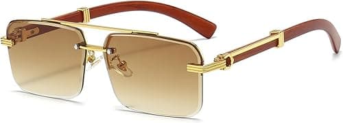 Gleyemor Mens Sunglasses Fashion Rimless Rectangle Sunglasses Square Frameless Sunglasses for Men on Amazon - Best Deal Finder