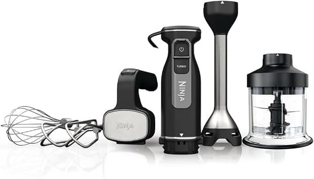 Ninja Foodi 3-in-1 Hand Blender, Hand Mixer & Chopper, Food Processor with 3 Attachments, 850W Powerbase, 5 Mixing Speeds, 2 Blending Speeds, 1.5m Cord, Black, CI100ME, 2 Years Warranty on Amazon.sa - Price Tracker
