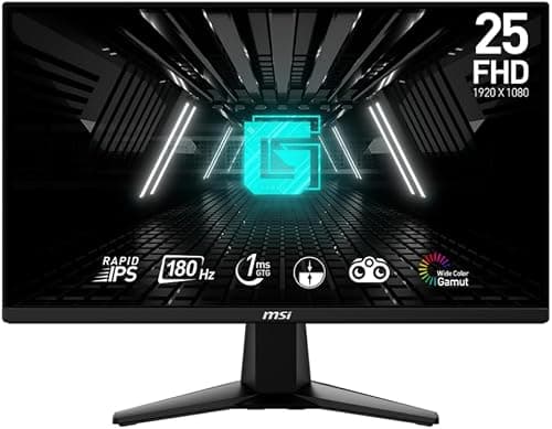 MSI G255F Gaming Monitor, 24.5" FHD Rapid IPS Display, 180Hz Refresh Rate, 1ms (GtG) Response Time, AdaptiveSync Technology, Wide Color Gamut True Color, Edge-to-Edge Design - Black على Amazon.ae - متتبع الأسعار