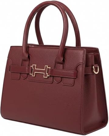 Designer Structured Handbag, Vegan Leather, Multiple Colors Available, Top Handle Satchel Purse with Decorative Lock Detail on Amazon.ae - Price Tracker