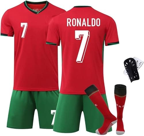 2024 Eu Cup National Team P Home Soccer Jersey Kit – Ronaldo #7 Football Uniform Set for Boys, Youth & Men – Breathable Soccer Shirt with Shorts & Socks, Kids to Adult Sizes (16–3XL) on Amazon.ae - Price Tracker