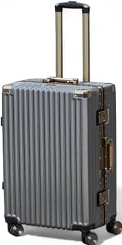 Aluminum Frame & PC Hard Shell Suitcases with Security Locks & Spinner Wheels – Zipperless Lightweight Travel Trolley (Grey, Checked-In-24-Inch) on Amazon - Best Deal Finder
