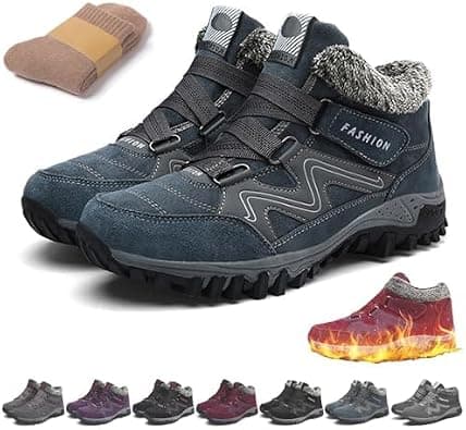 Winter Warm Snow Boots for Women Men,Warm Fur Lined Winter Shoes Waterproof Non Slip Comfortable Low Calf for Hiking Walking Thick Lace-up Anti-slip Boots على Amazon.ae - متتبع الأسعار