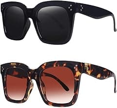 Vintage Women Oversized Sunglasses Designer Luxury Square Sun Glasses UV400 Protection Flat Lens - Amazon.ae Price Tracker