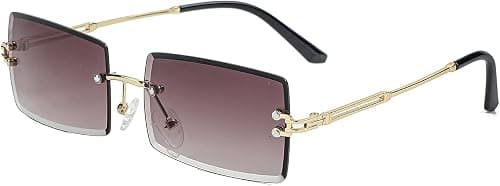Rimless Rectangle Sunglasses For Women Men Fashion Frameless UV400 Protection Lens Glasses on Amazon.ae - Price Tracker