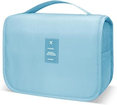 Lcsmaokin Large Capacity Toiletry Bag Travel Bag with Hanging Hook for Men and Women Waterproof Travel Cosmetic Bag Bathroom Storage Bag for Brushes Set, Full-Sized Shampoo,Accessories(Baby Blue) on Amazon - Best Deal Finder