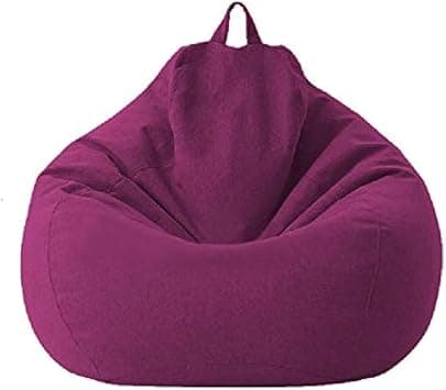 Large Small Lazy Sofas Cover Chairs Without Filler Linen Cloth Lounger Seat Bean Bag Pouf Puff Couch Tatami Living Room Beanbags (Purple, 85x105cm) on Amazon.ae - Price Tracker