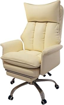 Ergonomic Office Chair for Small Spaces, Home Desk Chair with Adjustable Backrest, High-Back Computer Chair with Extra Thick Headrest & Latex Cushion, Perfect for Long Hours Sitting, White on Amazon.ae - Price Tracker